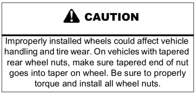 Take care to avoid off-centered lug nuts on steel wheels, this doesn’t apply to aluminum wheels.